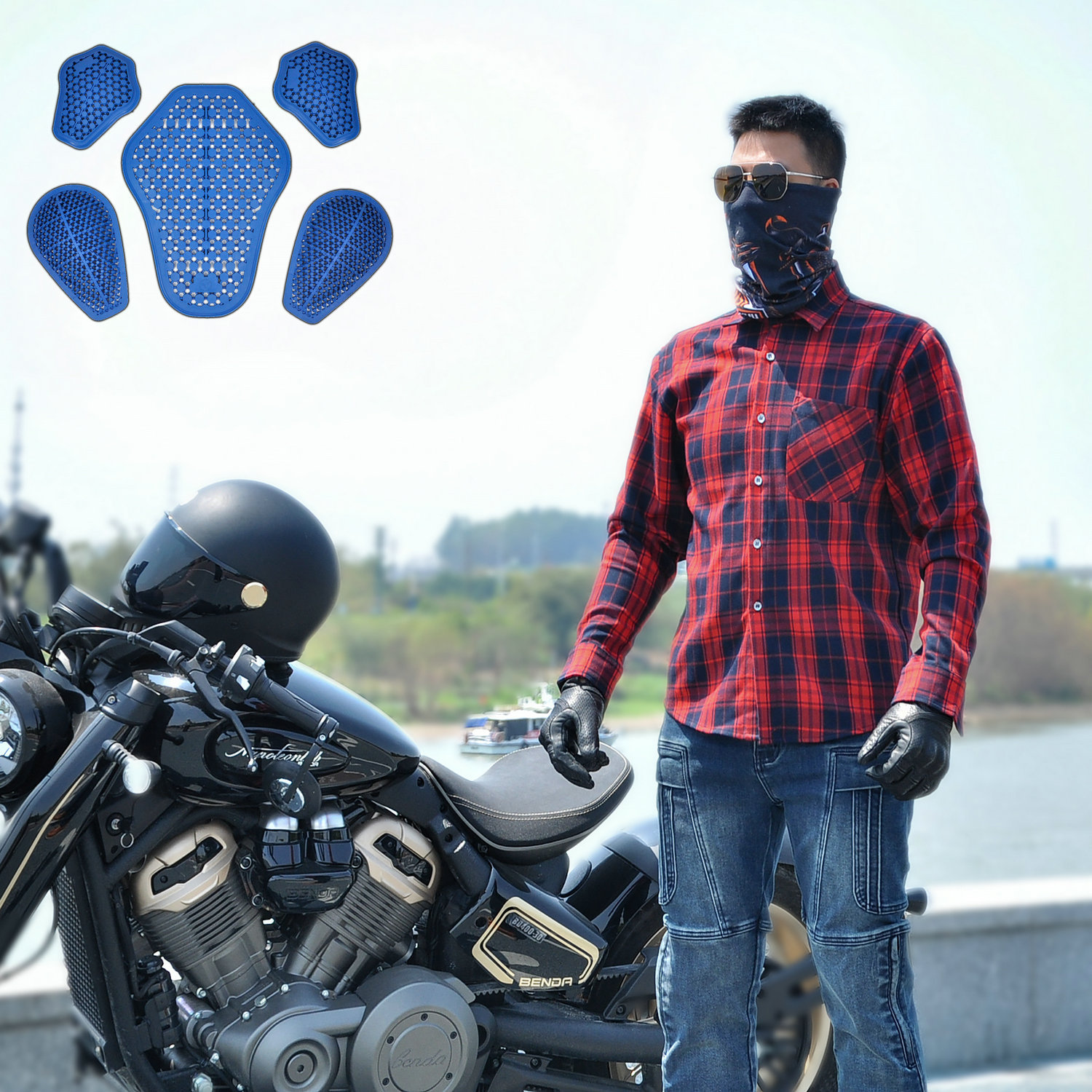 VOLERO ropa de ciclismo de motocicleta casual retro Four Seasons Kevlar locomotora camisa a cuadros chaqueta a prueba de caídas