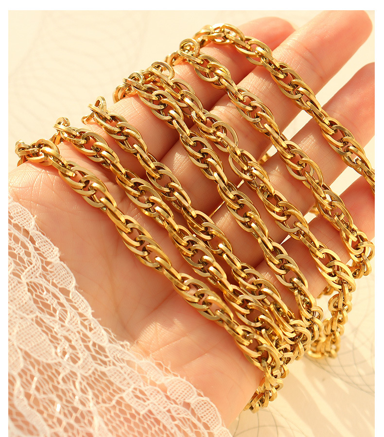 Fashion Style European And American Stitching Thick Chain Exaggerated Bracelet Necklace Set Titanium Steel