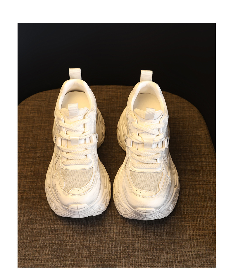 Giày sneaker nữ đế dày tăng chiều cao lưới thoáng khí phong cách daddy — Bạc trắng chi tiết 18