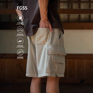 FGSS男装|26SS日系工装裤380克铂尔棉毛圈卫裤宽松多口袋五分短裤