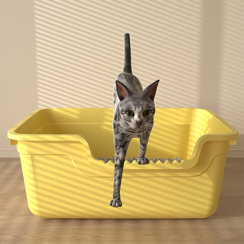 猫砂盆の特大サイズを厚くして、外に飛び散るのを防ぐ猫トイレの家庭用猫用品の新型猫砂盆卸売り|undefined
