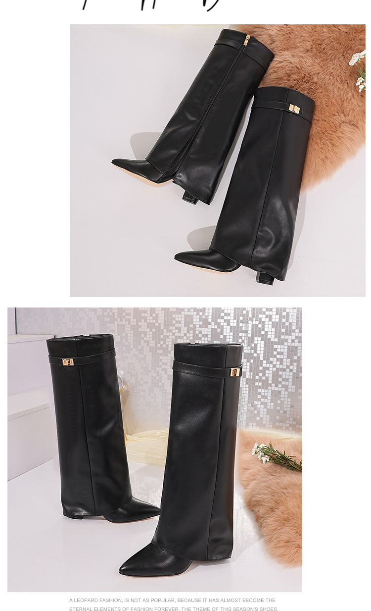 Women's Pointed Toe Suede Cowboy Boots With Side Zipper Style_voghion.com