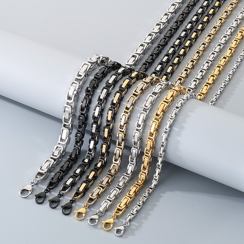 Byzantine Emperor Chain Necklace For Men In Stainless Steel_voghion.com