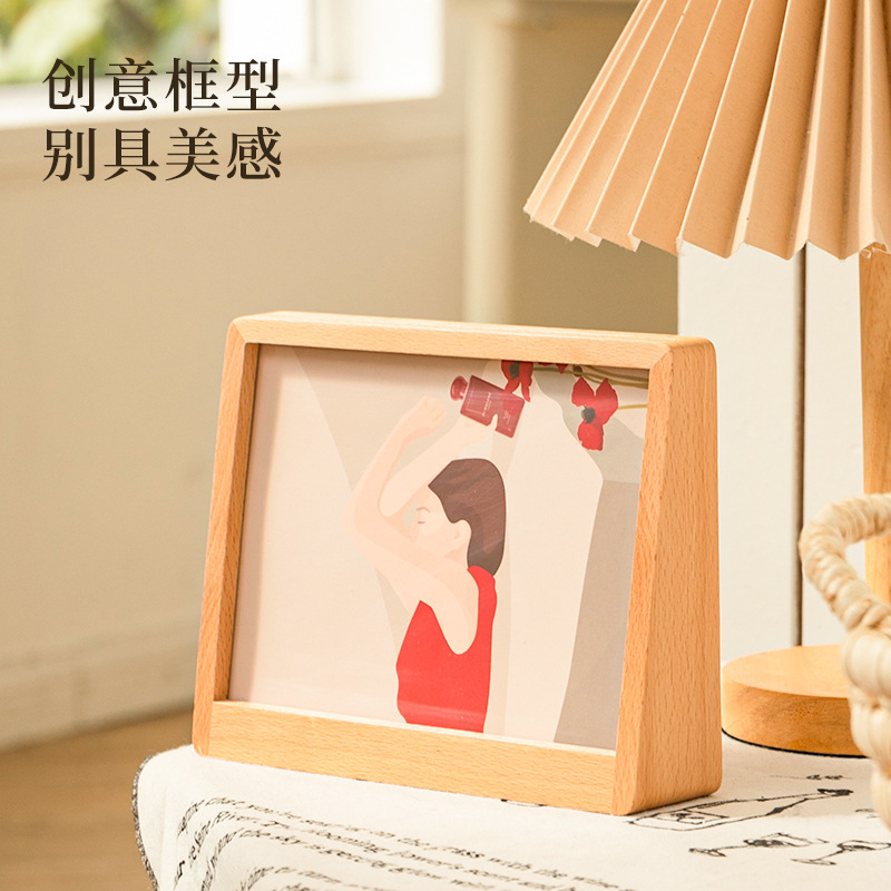 Trapezoidal Acrylic Double-sided Transparent Frame Photo Washing Made Table Printing diy Mounted Picture Frame Display Stand
