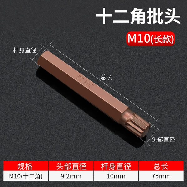 12 corner batch head M10/long