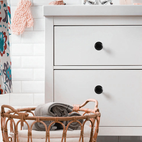 European mushroom-shaped porcelain white and black single-hole handle Wardrobe cabinet round stainless steel modern simple drawer handle