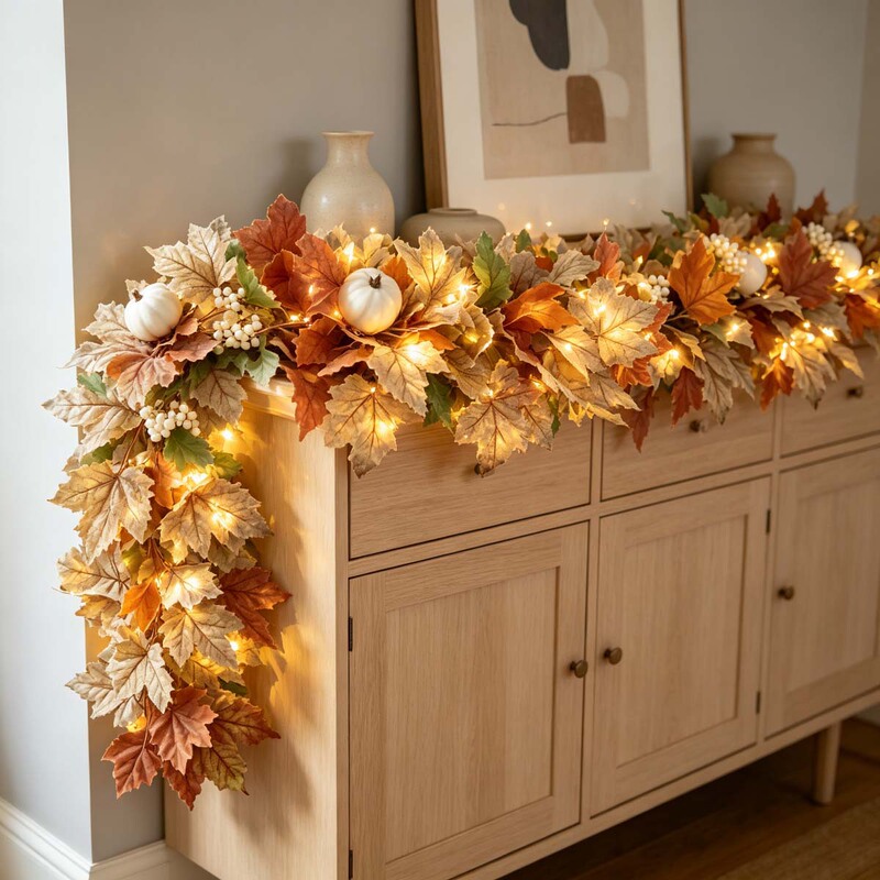 Wholesale artificial simulated green plants, fake vines, Halloween home decorations, Thanksgiving autumn harvest maple leaf garlands