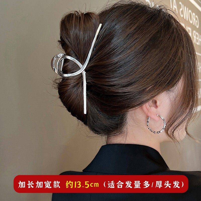高級シャーククリップメタル特大スクエアクロスヘアクリップ、女性の後頭部用のヘアクリップ|undefined