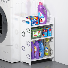 洗濯液を入れる棚ベランダの物置棚は穴を開けないで、床の上に置いて、服の部屋のそばに神器を整理します。