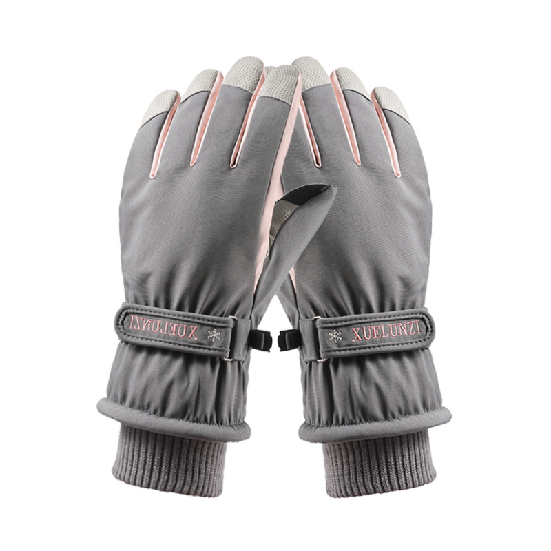 Guantes de esquí al aire libre invierno mujer otoño e invierno cálido a prueba de viento impermeable pantalla táctil ciclismo deportes guantes de algodón