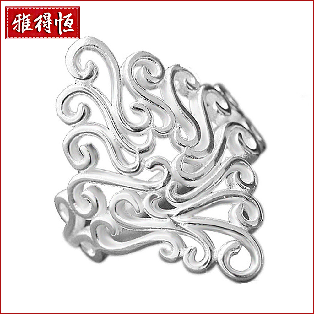 跨境wish热卖通花戒指女复古花纹戒环 时尚夸张流行银饰品批发