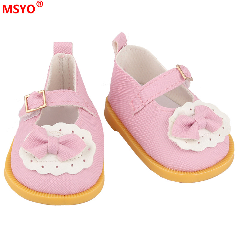 18 pulgadas American Girl muñeca zapatos 43cm muñeca lindo arco amor lentejuelas zapatos muñeca zapatos de lona