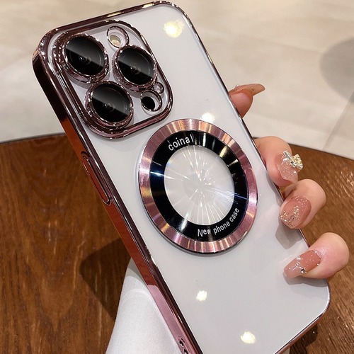 Suitable for Apple 15 magnetic phone case wireless charging transparent iphone 14 promax protective cover 13 silicone anti-fall