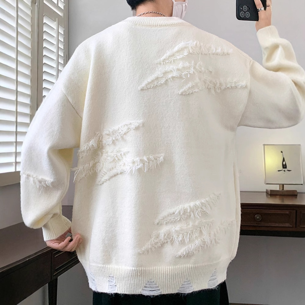 Suéter de cuello redondo personalizado para hombre otoño e invierno marca de moda Pu Shuai suéter suelto para hombre abrigo de suéter perezoso retro japonés