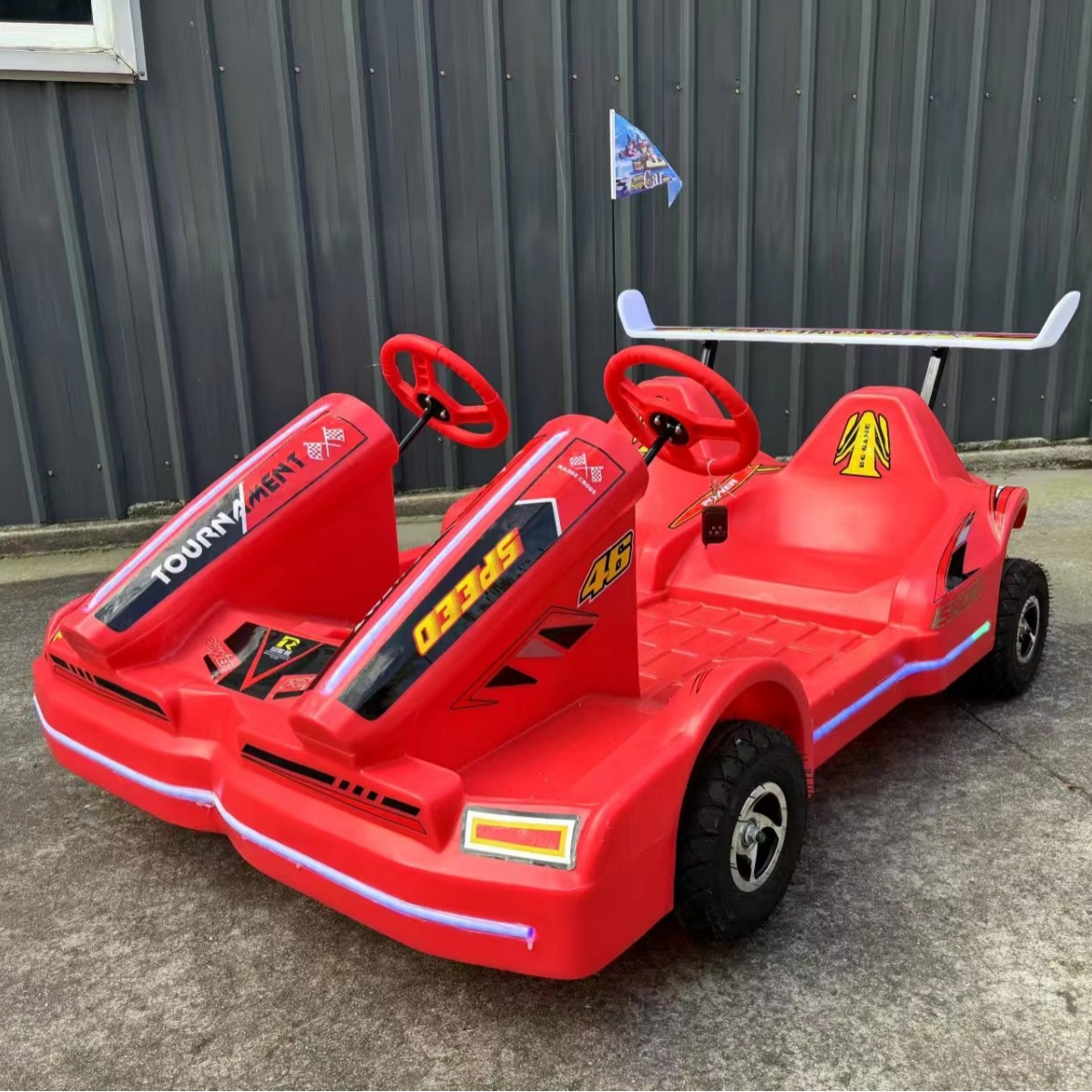 Karts de dos personas adultos pueden hacer cuadrado puestos de paseos de luces niños padres e hijos paseos eléctricos