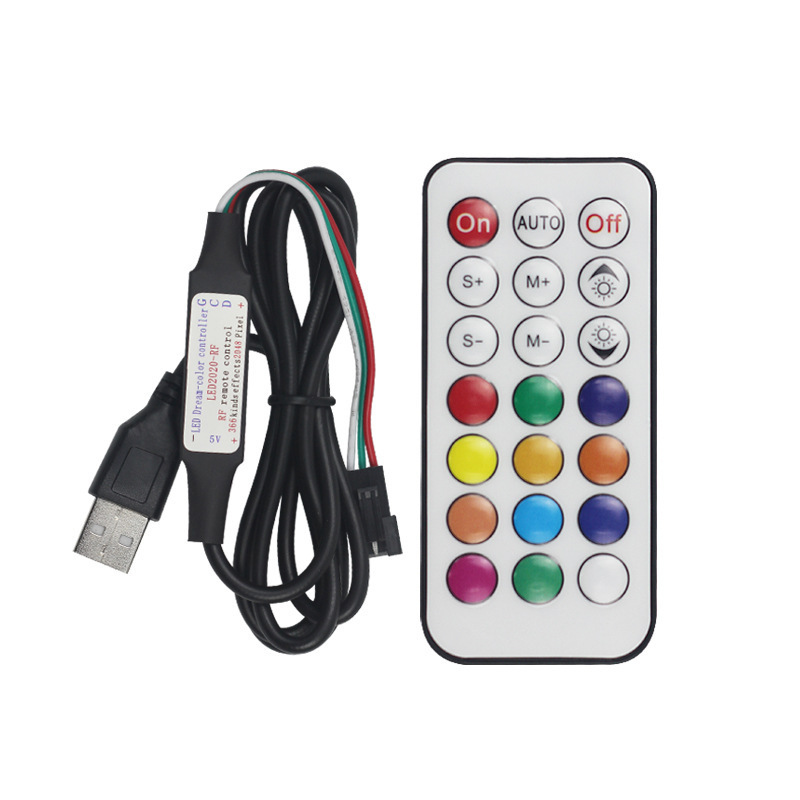 One-to-two USB mini LED strip controller, 5-24V TV background light strip, 1421-key RF wireless dimming.