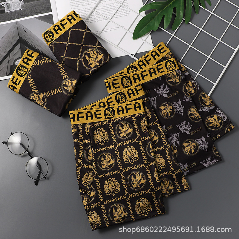 Cross-border explosions a generation of men's underwear printed antibacterial breathable tide shorts boxer teenage boxer pants