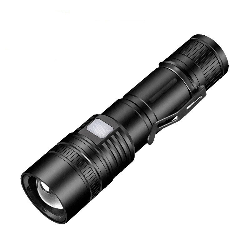Linterna de luz potente, recargable, lámpara de xenón con zoom multifunción para exteriores, pequeña, portátil, de larga duración, LED recargable