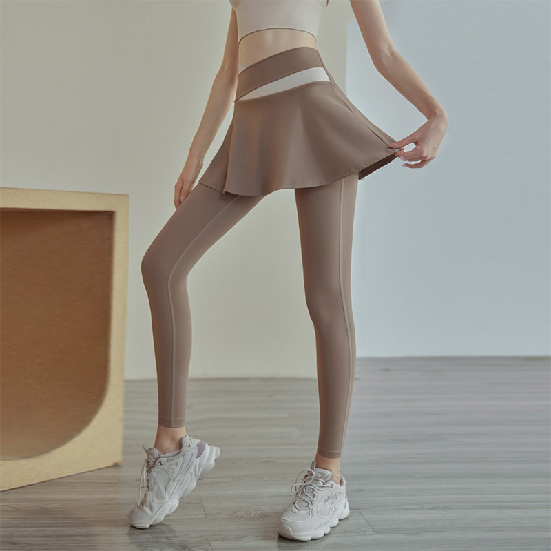 Direct Of Fitness Sports,Running,Dance Training,High-waisted Butt-lifting,Tight-fitting Nude Butt-covering Fake Two-piece Yoga Pants