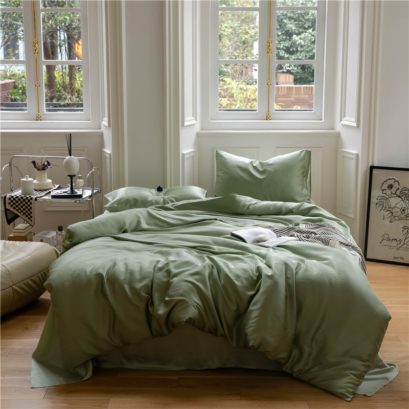 Lysel Tensick cama de cuatro piezas de verano sábanas de seda de cristal azul cubierta de seda dormitorio de tres piezas