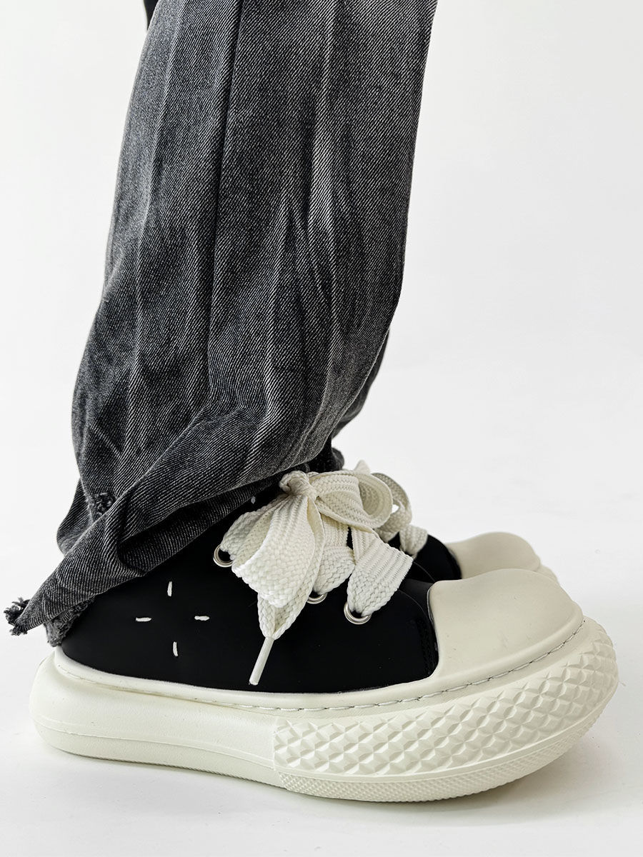 Kleine, im amerikanischen Stil getragene Canvasschuhe für Männer und Frauen, schwarzer großer Kopf, neue, schicke Sport- und Freizeitschuhe im chinesischen Stil_voghion.com