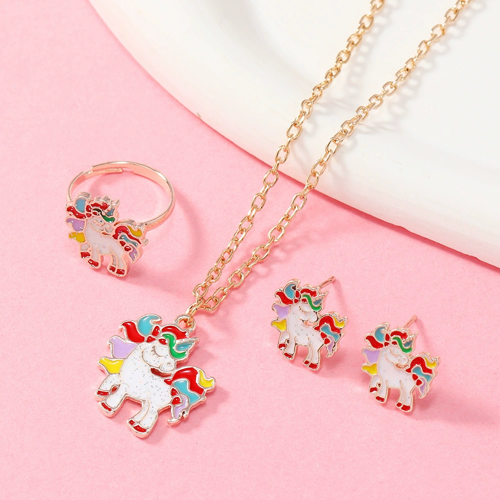 Cartoon set, necklace, chain, ring