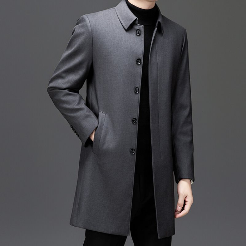 2024冬のミディアムトレンチコート90白鴨毛の長いダウンジャケットは、内胆中年の父親が保温コートを着ている