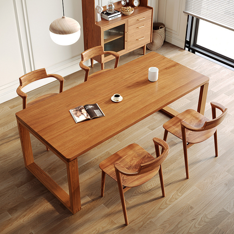 日式客厅实木餐桌椅组合家用长方形四人位吃饭桌餐厅甜品店餐桌