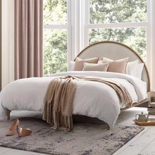 美式实木床法式复古床简约主卧双人床现代高端布艺床半月形儿童床