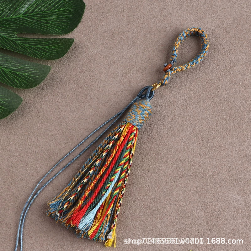 Small Ornaments Xizang Cotton Thread Tassel Ethnic Style Tassel Hand-Woven Keychain Bag Trailer Hanging Toy Tassel