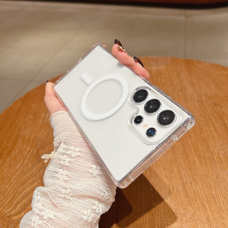 Samsung S23ultra 携帯電話ケース s24 磁気携帯電話ケース s23 落下防止保護カバー s22+ 透明ハードケースに適しています。|undefined