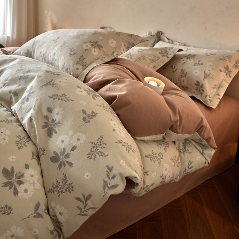 New Autumn and Winter A-Class Full-Cotton Printed Ceramic Brushed Thickened Pure Cotton Bedding Set with Sheets and Duvet Cover New Autumn and Winter A-Class Full-Cotton Printed Ceramic Brushed Thickened Pure Cotton Bedding Set with Sheets and Duvet Cover