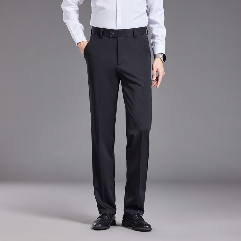 2025春夏薄款男式西裤商务正装百搭男士无折丝光羊毛针织高档西