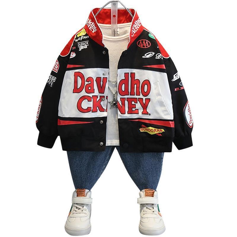 2024 새로운 소년 코트 봄과 가을 재킷 최고의 어린이 봄 옷 인터넷 인기있는  잘 생긴 바이커 옷