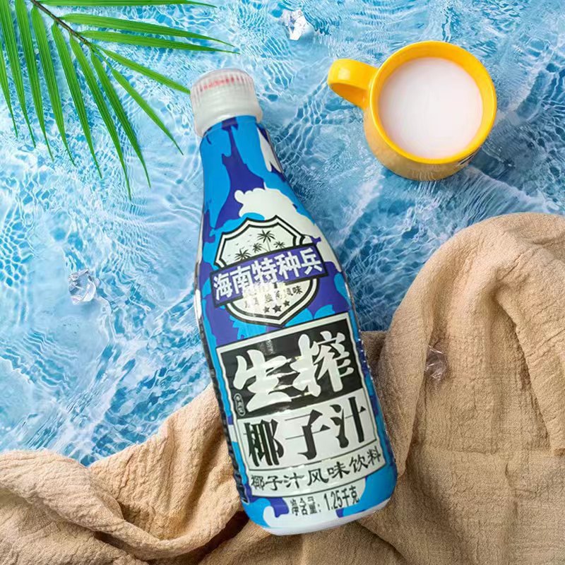 Hainan Special Forces Natively Extracted Coconut Juice 1.25L*6 Bottles Coconut Milk with Fruit Pulp Large Bottle Party Wedding Beverage