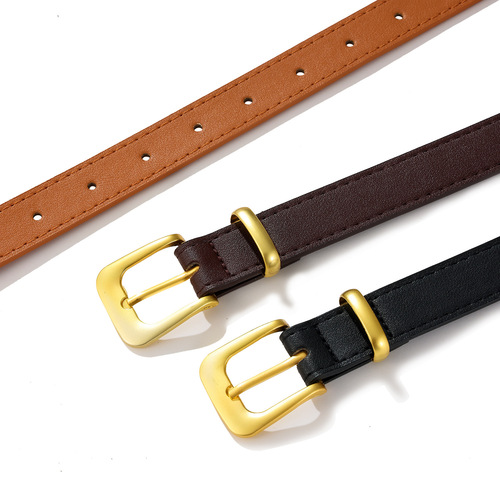 New stylish Korean version men's and women's versatile decorative jeans with a high-end sense of simplicity and gold needle buckle belt