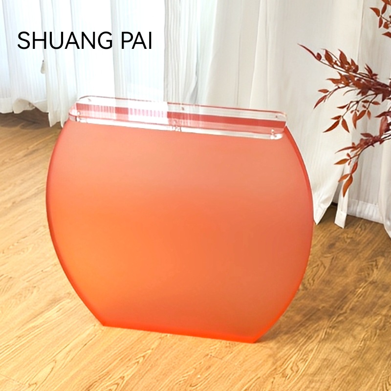 亚克力渐变色桌腿桌脚支架桌角磨砂彩色悬浮餐高透明桌脚加工岛台