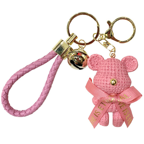 Creative cartoon Nordic resin wool bear keychain fashion bag accessories car key chain ring cute pendant