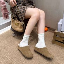 厚底勃肯鞋女2025年秋冬新款真皮复古增高小个子外穿包头半拖鞋子