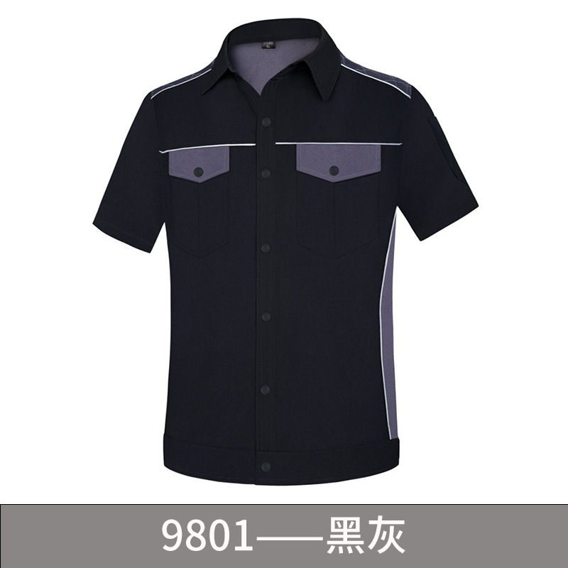 夏用の薄い半袖のコントラストカラーの男性と女性の作業服スーツ、快適で通気性があり、吸汗性のある作業服、ロゴを刺繍したり印刷したりできます。|undefined