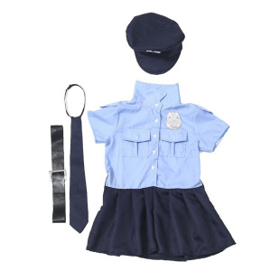 Halloween Children Dress Costume cosplay Cute Police Uniform Girl Slim-fit Long Sleeve Police Dress