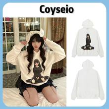 现货韩国Coyseio卡通少女二次元女孩印花连帽卫衣女秋冬一件代发