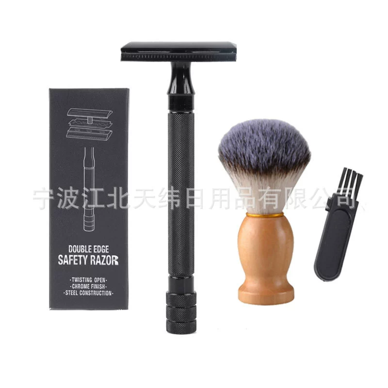 Old-fashioned double-sided razor, shaving foam shaving, brush, set