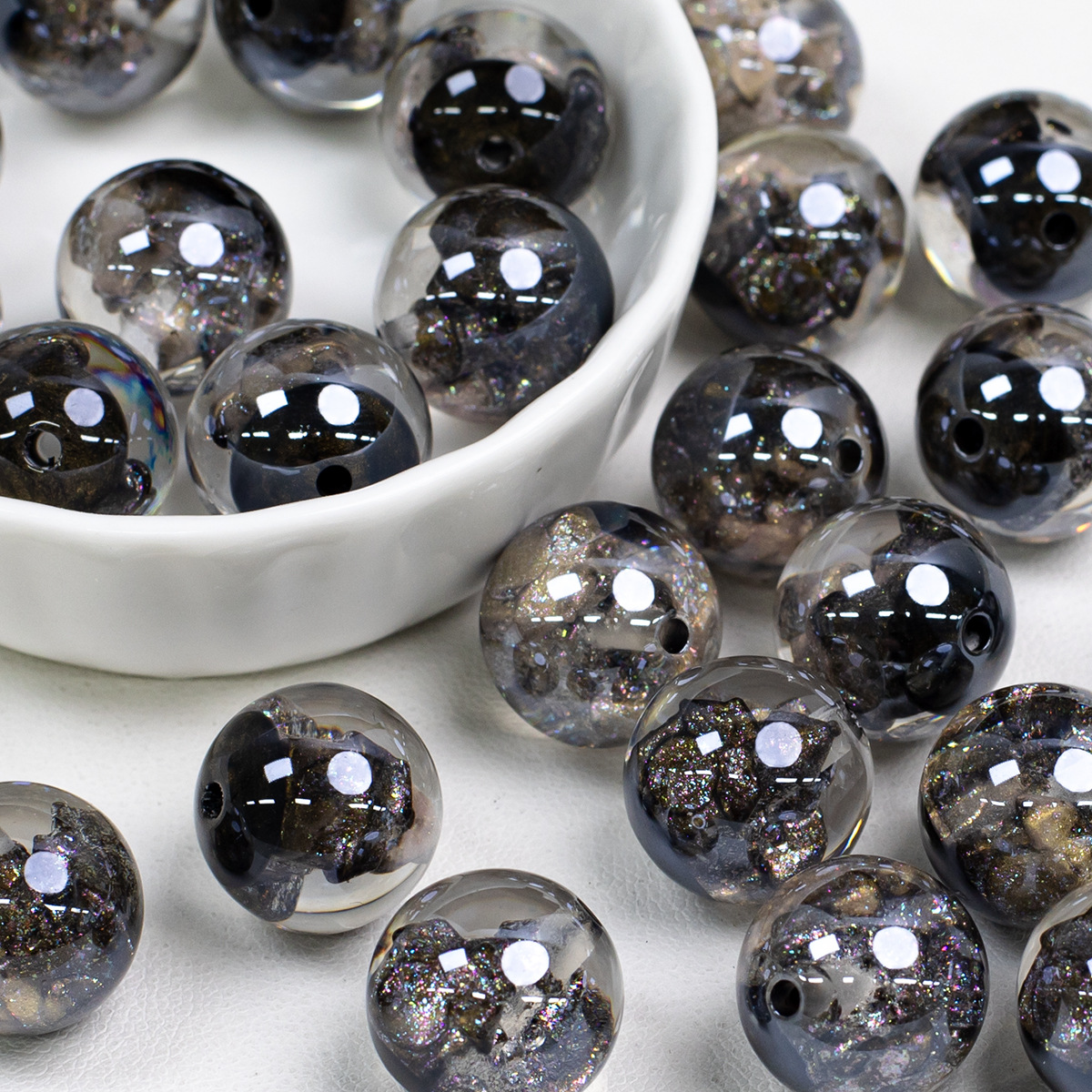 鼎奕月光之城夜光珠子冷月电镀细闪树脂通孔散珠diy手链饰品配件