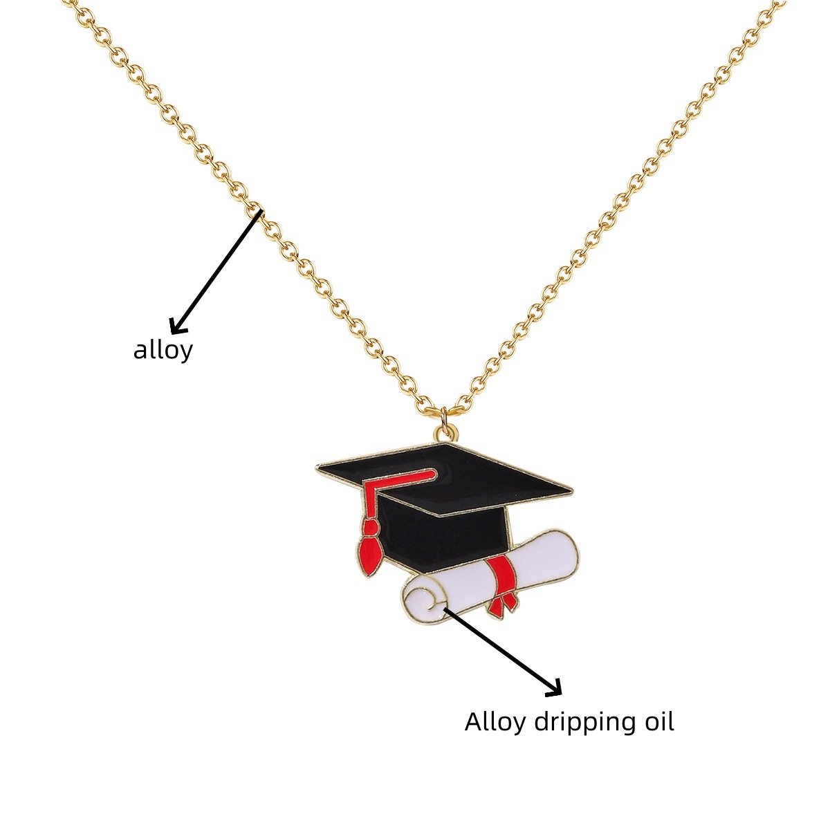 14g Weight Alloy Pendant Material Pendant Necklace Classification Alloy Chain Material cable chain Chain Type 1 Piece Quantity School, Graduation Occasion Alloy Material Doctoral cap, Student Clothes Pattern All Seasons Season Women's Gender Enamel, Plating Design Modern Style Style Modern Style Doctoral Cap Student Clothes Alloy Cable Chain Pendant Necklaces Wholesale 7