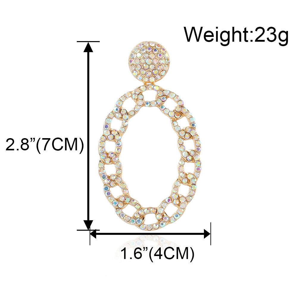 Fashion Alloy Full Diamond Chain Oval Earrings display picture 1