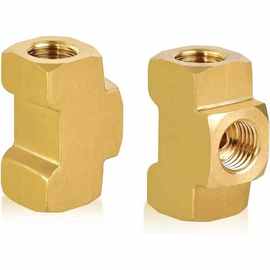 跨境亚马逊铜内丝方块三通快速接头气动元件方块铜接头配件