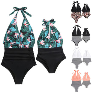 2022 Europe and the United States cross-border new sexy swimsuit female Amazon parent-child one-piece swimsuit backless swimsuit manufacturers direct supply