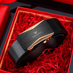 King Paul Men's Belt with Automatic Buckle Genuine Leather Belt for Youth Casual Business Two-Layer Cowhide Pants Belt