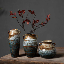 景德鎮仿古做舊水培瓷器博古架粗陶藝術陶瓷花瓶擺件輕奢家居裝靈